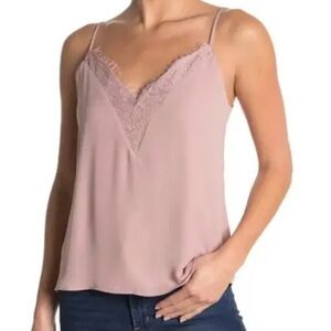 SzL Abound Pink Lace V Neck Camisole. Lined. VGUC